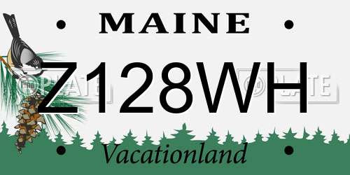 Z128WH Maine License Plate
