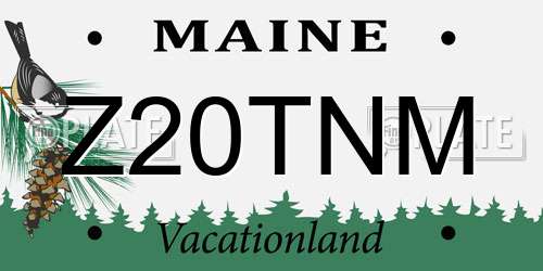 Z20TNM Maine License Plate