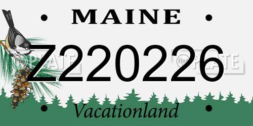 Z220226 Maine License Plate