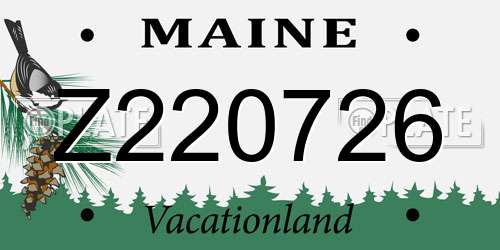 Z220726 Maine License Plate