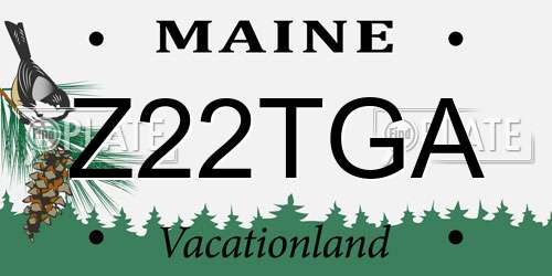 Z22TGA Maine License Plate