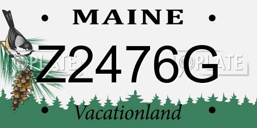 Z2476G Maine License Plate