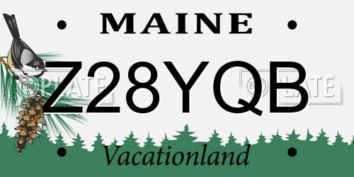 Z28YQB Maine License Plate