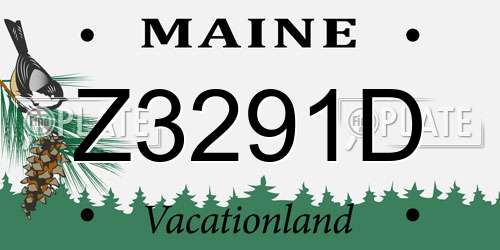 Z3291D Maine License Plate
