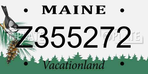 Z355272 Maine License Plate