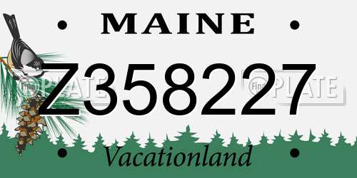 Z358227 Maine License Plate