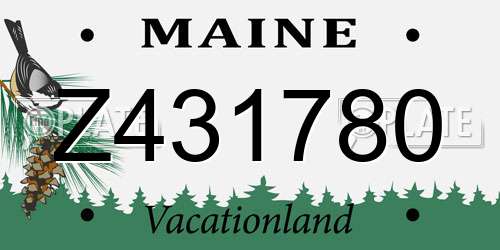 Z431780 Maine License Plate