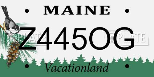 Z445OG Maine License Plate