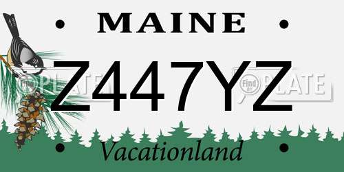 Z447YZ Maine License Plate