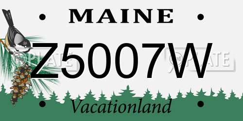 Z5007W Maine License Plate