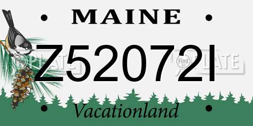 Z52072I Maine License Plate