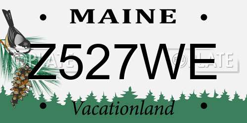 Z527WE Maine License Plate