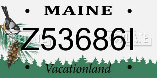 Z53686I Maine License Plate