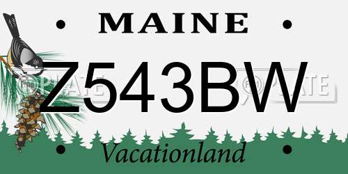 Z543BW Maine License Plate