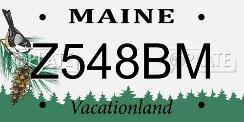 Z548BM Maine License Plate