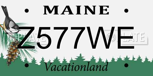 Z577WE Maine License Plate