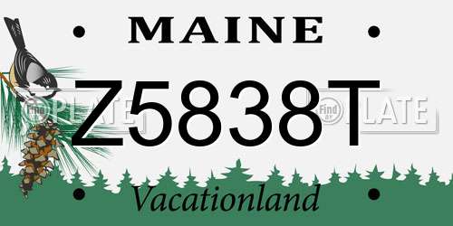 Z5838T Maine License Plate