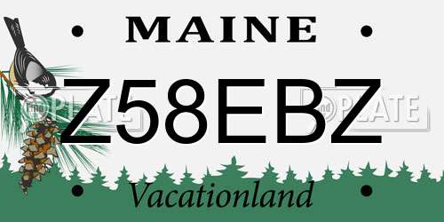 Z58EBZ Maine License Plate