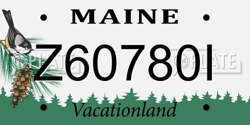 Z60780I Maine License Plate