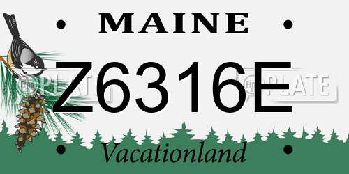 Z6316E Maine License Plate