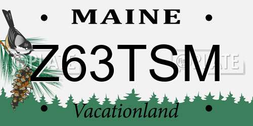Z63TSM Maine License Plate