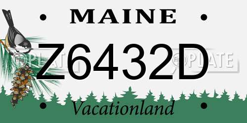 Z6432D Maine License Plate