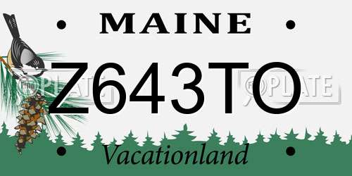 Z643TO Maine License Plate