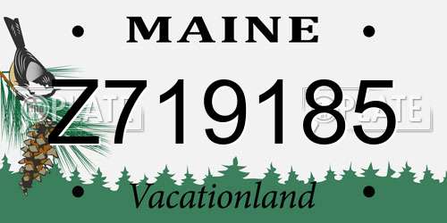 Z719185 Maine License Plate