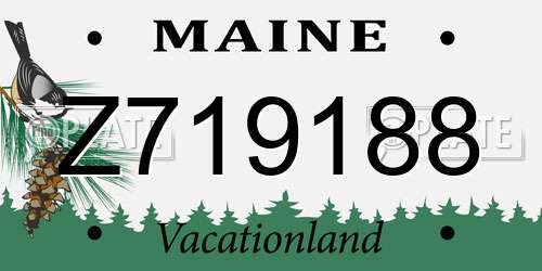 Z719188 Maine License Plate