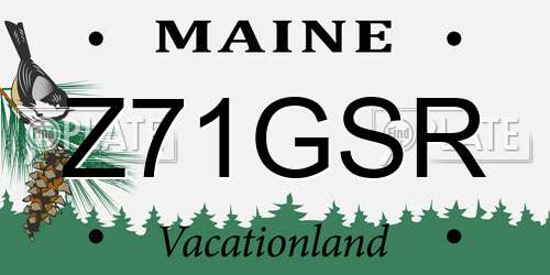 Z71GSR Maine License Plate