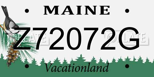 Z72072G Maine License Plate