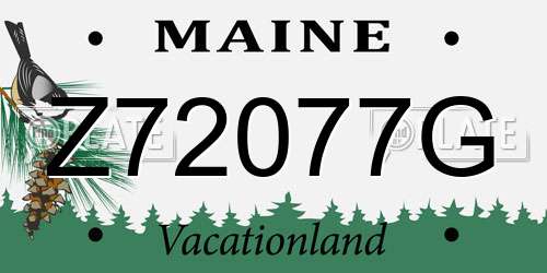 Z72077G Maine License Plate