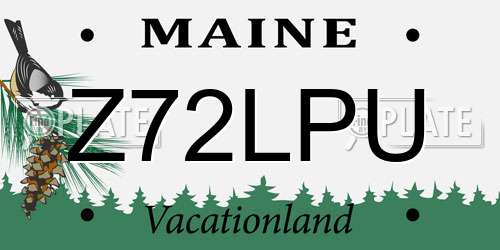 Z72LPU Maine License Plate