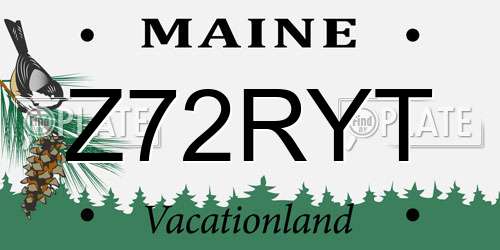 Z72RYT Maine License Plate