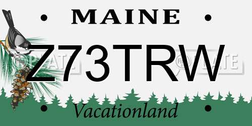 Z73TRW Maine License Plate