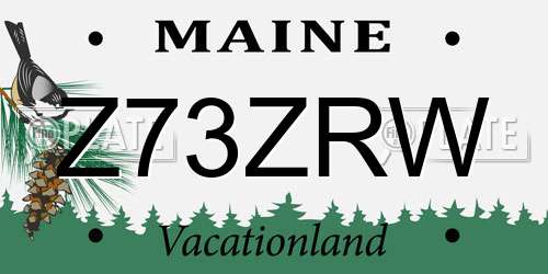 Z73ZRW Maine License Plate