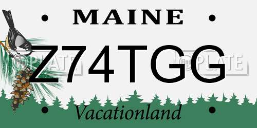 Z74TGG Maine License Plate