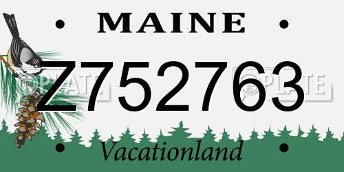 Z752763 Maine License Plate
