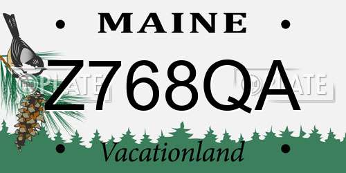 Z768QA Maine License Plate
