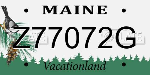 Z77072G Maine License Plate