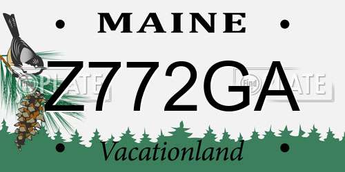 Z772GA Maine License Plate