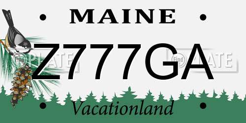 Z777GA Maine License Plate
