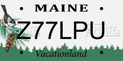 Z77LPU Maine License Plate