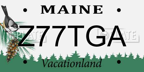 Z77TGA Maine License Plate