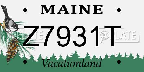 Z7931T Maine License Plate