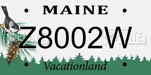 Z8002W Maine License Plate