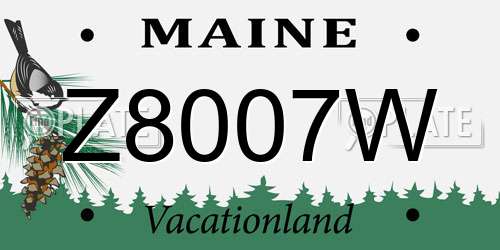 Z8007W Maine License Plate