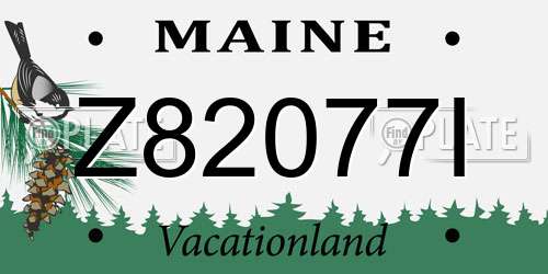 Z82077I Maine License Plate