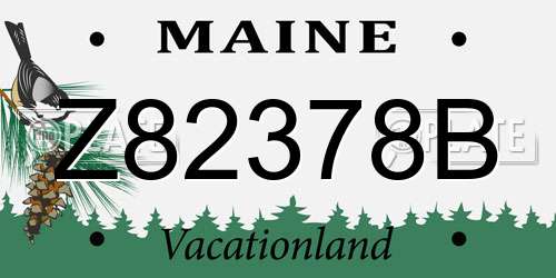 Z82378B Maine License Plate
