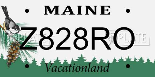Z828RO Maine License Plate